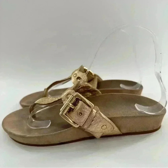 Michael Michael Kors sandals 6 gold metallic leather thong flip flop flatforms - Picture 5 of 12